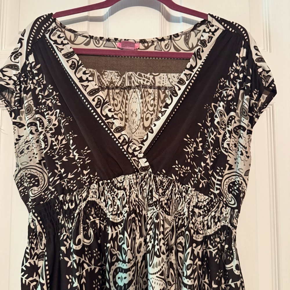 Dark brown and white paisley midi dress - Picture 3 of 6